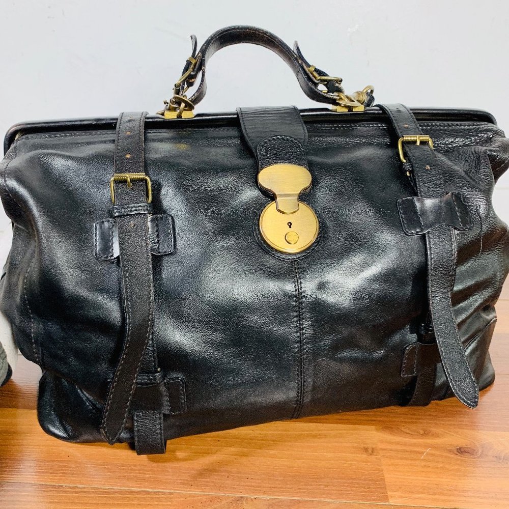 retro vintage classic / Black Leather Bag